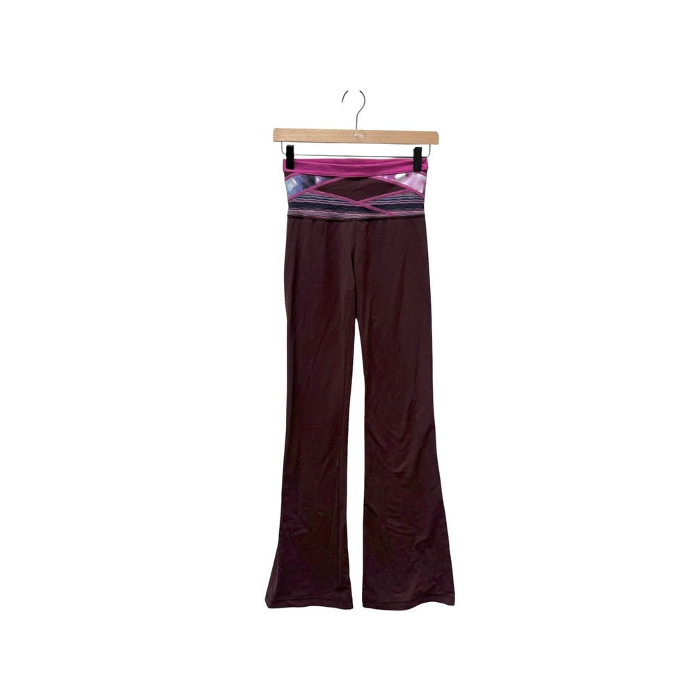 Lululemon Astro Pant Flare Leg Yoga Leggings Plum Pink Crossover Waist Size 2